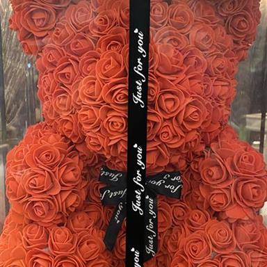 Large Red forever foam rose bear 40cm - Main Image
