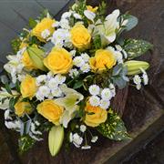 Yellow & White Basket - Funeral Flowers Sidcup